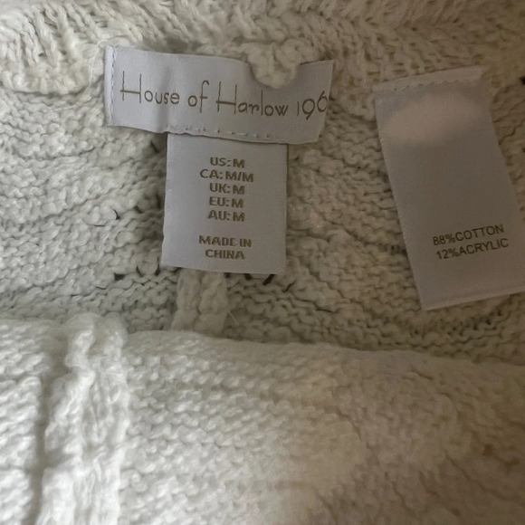 House of Harlow 1960 Knit Cardigan & Shorts Set White Multicolor Trim Size M NWT - Picture 6 of 10